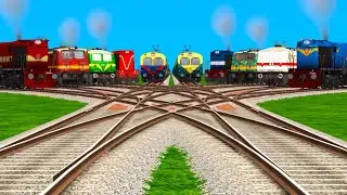 10 +TRAIN CROSSING BY BUMPY BRANCHED GRANDIENT RAILROAD TRACKS ll Norfolk southen Cross 