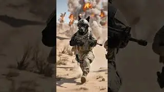 #Labrador in a gear advance through  desert explosions#Animation Film to  viewser