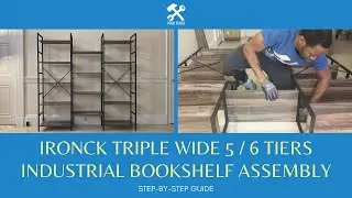 IRONCK Triple Wide 5 Tiers Industrial Bookshelf Assembly | Triple Wide 6 Tiers Industrial Bookshelf