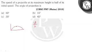 The speed of a projectile at its maximum height is half of its initial speed. The angle of proje...