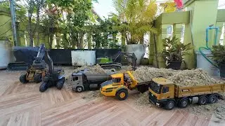 🚜🔥 Powerful RC Construction Teamwork &ndash; Huina 1536, 1593 & 1583 Working Together with Volvo to Move