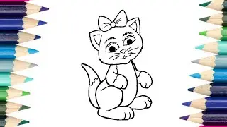 Милая раскраска с кошкой
