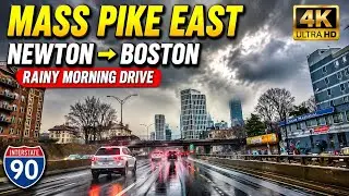 🛣️ Mass Pike East | Newton to Boston Massachusetts | 4K Highway Drive &ndash; 3/28/24