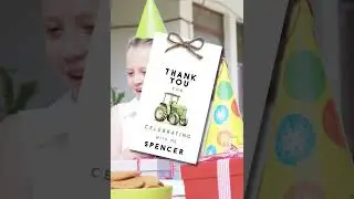 Editable Watercolored Green Tractor Birthday Thank You Tag Template, Minimalist Tractor Theme