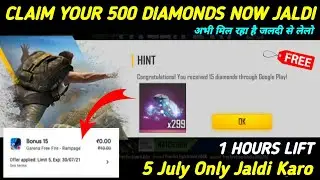 500 DIAMOND FREE लेलो 🔥|  FREE FIRE REDEEM CODE TODAY 5 JULY | FREE FIRE REDEEM CODE