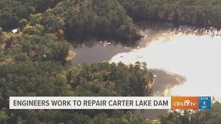 Engineers work to repair East Texas lake dam