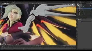 Mercy Witch Wings Halloween Skin from Overwatch -  Modeling Timelapse in Blender