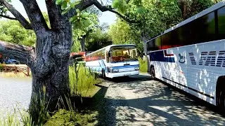 ATS mods Mercedes Benz O303 Emincan Yuksel driving on narrow village road ASMR Bus driving HONDURAS