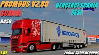 PROMODS V2.80 DANİMARKA  YOLLARI SCANİA R450 GERÇEKÇİ GÜZEL BİR SES ENGİNE VOİCE RECORDS SÜRÜM 1.57