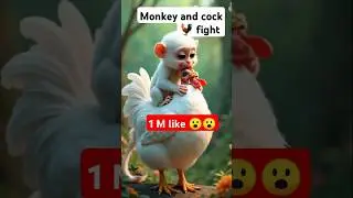Monkey and cock 🐓 fight #monkey #cock #shorts #shorts