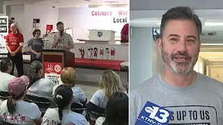 Talk show host Jimmy Kimmel joins culinary workers to encourage early voting in Las Vegas