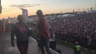 Chris Evans and Jenny Galt dancing on Main Stage of Car Fest South 2019