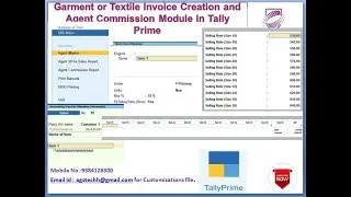 Garment or Textile Size wise Rate Allocation Invoice with agent commission Module in Tally Prime AGS