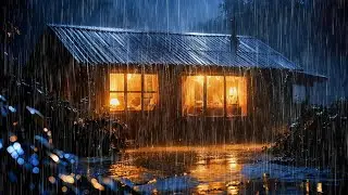 1 Hour Relaxing Rain Sounds 🌧️ Cozy Cabin at Night | Deep Sleep, Stress Relief & Relaxation