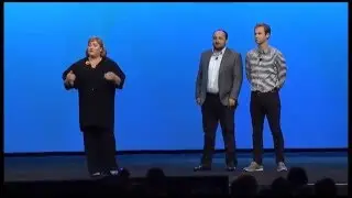 Intel President Ren&eacute;e James at IDF 2012 w/ Mob Base and Scott Reitherman (Throw Me The Statue)
