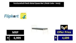 FurnitureKraft Perth Metal Queen Bed  (Finish Color - Ivory)