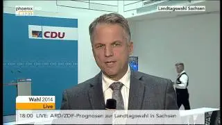 Landtagswahl Sachsen: Stimmungsbilder aus den Parteizentralen von CDU & SPD am 31.08.2014