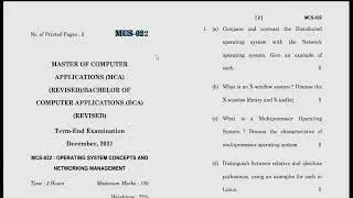 MCS022 Operating System Concepts and Networking Management Last Year Question Paper | Examination