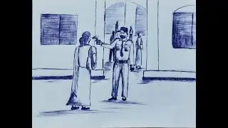 Corona virus testing scenery drawing /step by step corona virus test scenery drawing for beginners