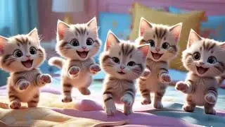 Five Little Kittens Jumping on the Bed 🐱 | Fun Nursery Rhyme for Toddlers