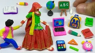 DIY How To Make Polymer Clay Miniature School Supplies, Laptop, Pencil, Notebook