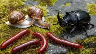 Rare Wildlife Encounter : Millipede, Snail & Rhinoceros Beetle Meetup #educationalmillipede #insects