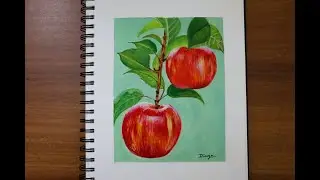 APPLE HANGING PAINTING | Realistic Apple Painting for Beginners | Divya Arts Studio