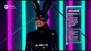 black latex bunny mask dark, Sexy mature style , Deep, lipstick sleek hair on the dating game show