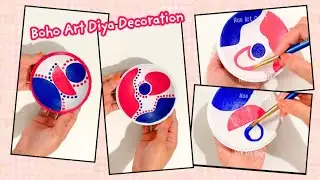 Boho Art on Diya | Diya Decoration | Diya Painting | Diwali Decor #diy #art #diyart #diyadecoration 