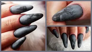 Snowy Tree Silhouette Gel Polish Nail Art