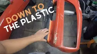 prepping 1977 Firebird bumper for primer.