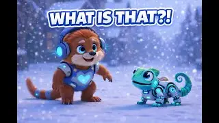 Kudo and Oti Meet Fun Robot Animals on a Snowy Day