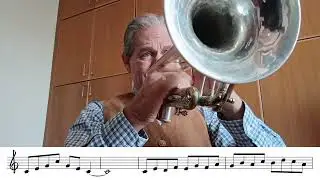 C major scale exercise for trumpet play along - slow