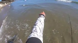 Ловля палтуса на дропшот на пляже Голета