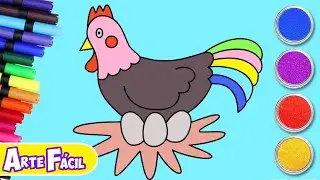 Chiki Art Brasil  - COMO DESENHAR UMA GALINHA COLORIDA | Animals Drawing For Kids | Arte Facil