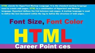 We Learn HTML Step by Stem & very Simple Language #HTML #HTMLTutorial #CS #Fontcolor #Careerpointces