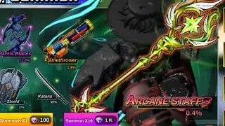 New weapon ARCANE STAFF 0.4% showcase in roblox dungeon hunters [read desc]