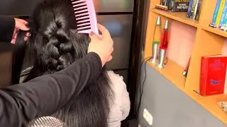 ASMR Slow Hair Brushing ( long dark hair) Ponytail,Braid, (No talking )| АСМР Розчісування Волосся