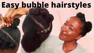 🔥EASY/SIMPLE BUBBLE/ PUDDLE PUFF hairstyle for short 4c hair,no added hair. Hairstyle with beads