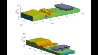 SPH modeling of tsunami mitigation on a girder bridge by a breakwater