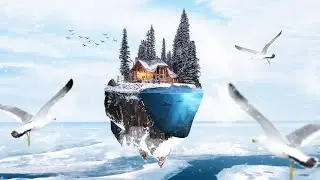 floating island Winter effect photoshop tutorial - bagaimana cara membuat foto fantasi di photoshop.