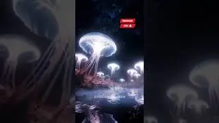 A celestial landscape blending nature and the universe, glowing alien flowers#fypシ゚viral
