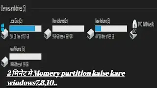 How to Memory partition and merge memory without format windows7,8,10........