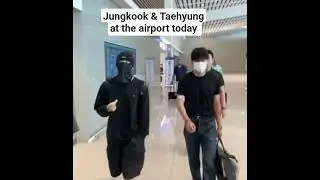 #jungkook and #taehyung at the airport today #btstaehyung #btsjungkook #kimtaehyung #foryou #fypp