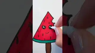 Super cute watermelon ice cream | Step by step Drawing for kids🍉🍦