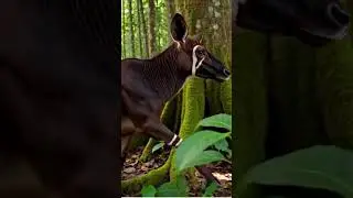 Это животное облизывает себе глаза?! 👅👁️ (Редкий окапи)