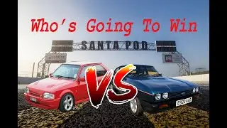 ford carpi vs mk4 escort ( drag cars ) classic ford show 2014 @ santa pod