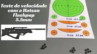 Teste de velocidade com Slug de pesos diferentes usando a Hatsan Flashpup