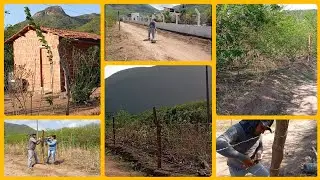 Amanhecer na roça/cuidando dos passaros/botando arame na cerca/finzinho da tarde.