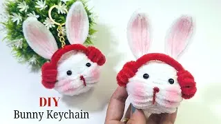 How to Make DIY Pipe Cleaner Bunny Keychain with Earmuffs | Cute Handmade Craft Idea